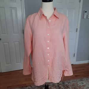 Long sleeve button down linen shirt